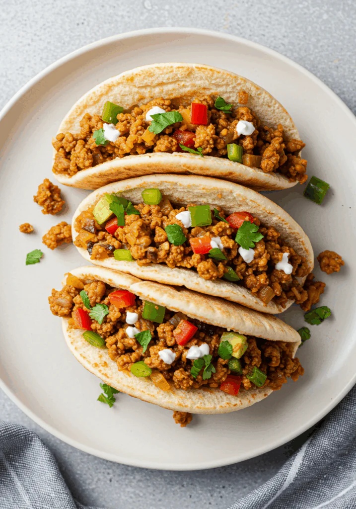 Mediterranean Ground Chicken Pitas